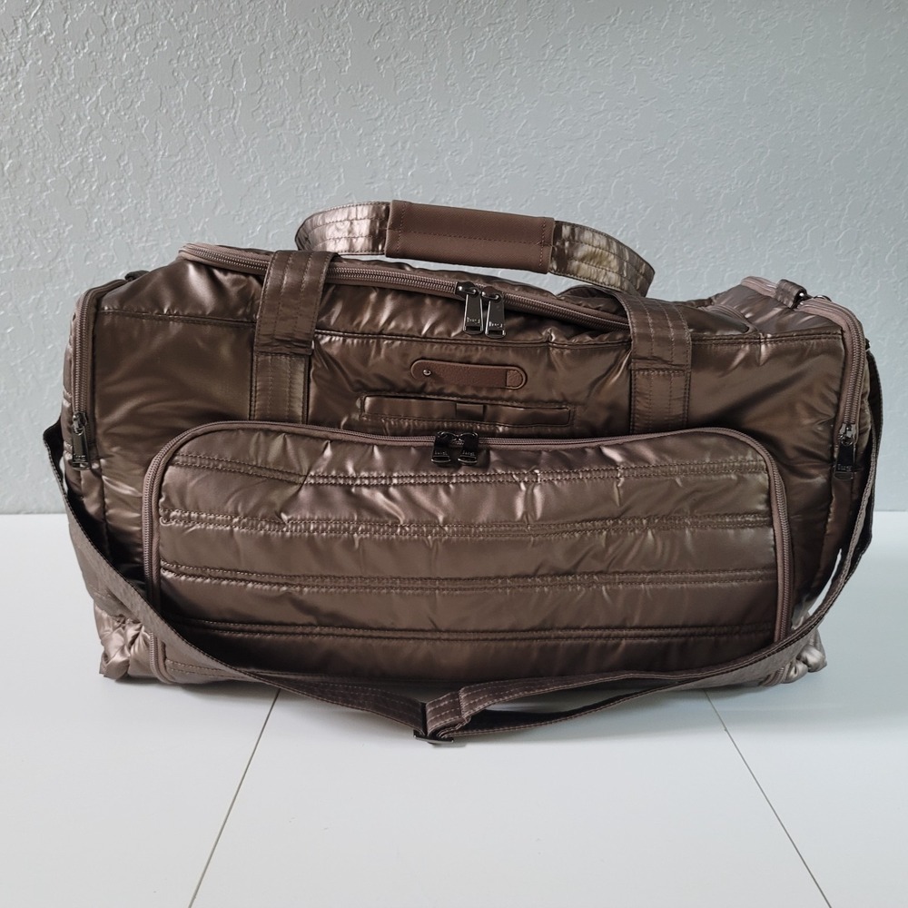Lug Oversized Weekender Bag - Trolley Duffel - Metallic Bronze, Camo Liner